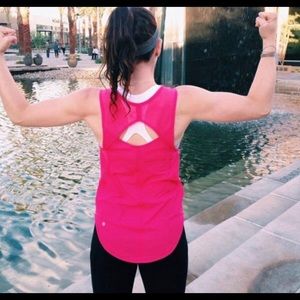 Lululemon Sculpt Cut Out Mesh Tank Top Pink Red 12
